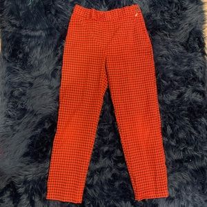 vintage red and black picnic patterned pants